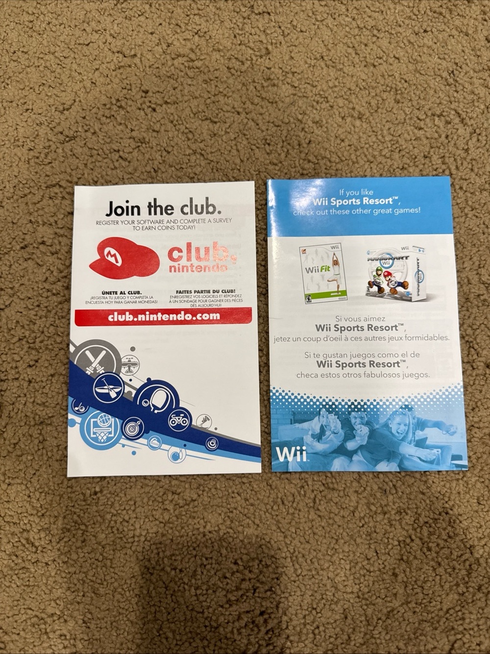 Wii Sports Resort OEM Inserts Only Nintendo Power Advertisement No Game or Case
